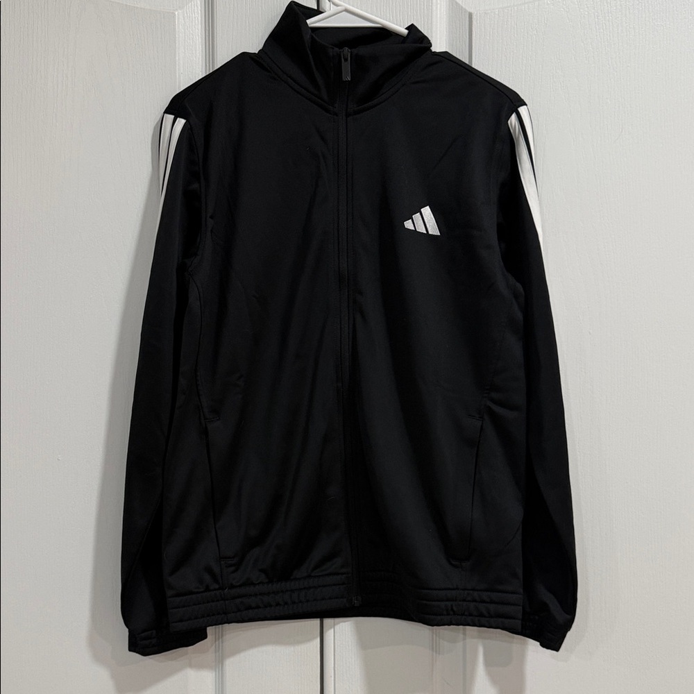 Adidas track top zip up size M black and white